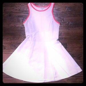 White and hot pink trim dress